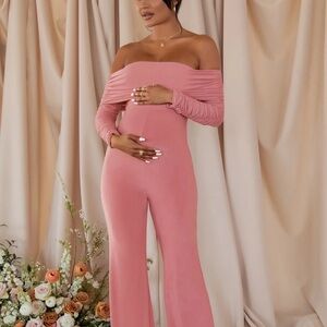 Club L London Blush Pink Maturnity Jumpsuit